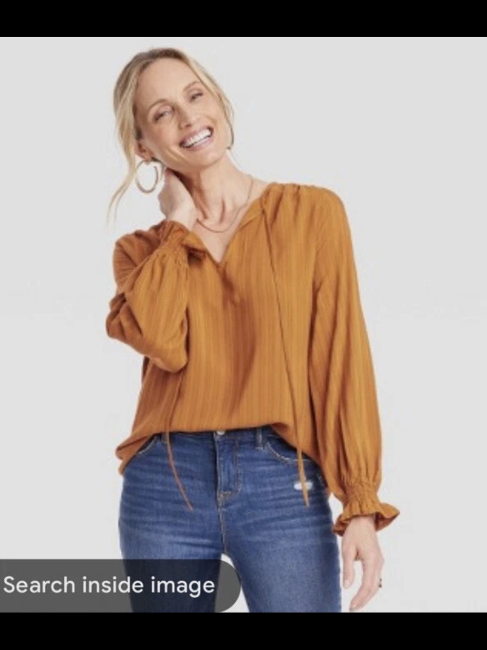 Knox Rose Breezy Rust Brown Striped Long Sleeve Top